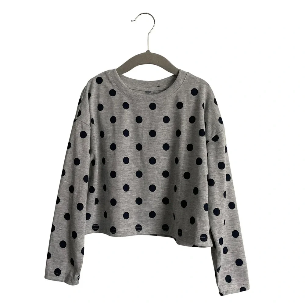 Gap Kids Pajama Set Size 6 Gray Polka Dot Excellent Long Sleeve Joggers